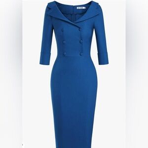 MUXXN Women’s Classic Look Sweetheart Neckline 3/4th Sleeves Large Dress BNWT